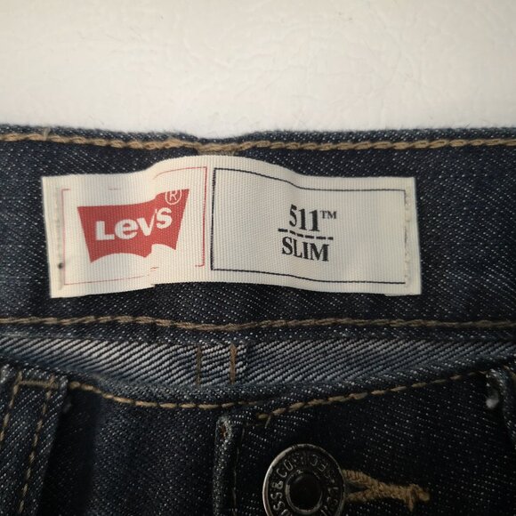 Levi's 511 Boys Size 16 Reg. Dark Wash Zipper & Button Closure Slim Blue Jeans - Picture 4 of 14